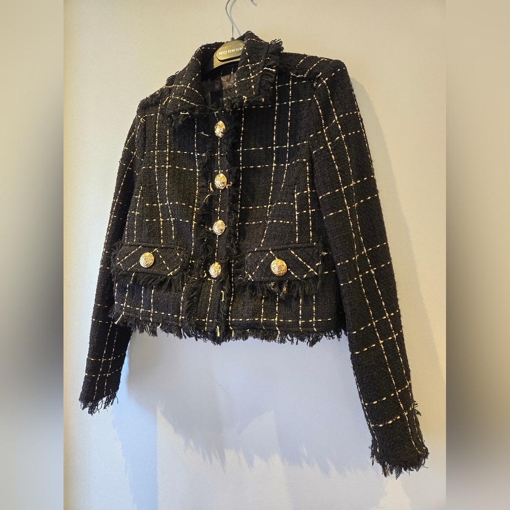Pink Tartan Black and Gold Tween Jacket Size 0